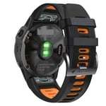 För Garmin Fenix 6X Pro 26 mm silikon watch i två färger Black-Orange