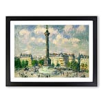 Gustave Loiseau The Place of the Bastille Classic Painting Framed Wall Art Print, Ready to Hang Picture for Living Room Bedroom Home Office Décor, Black A3 (46 x 34 cm)