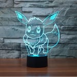 3D Light for Kids, Pokemon Go Eevee 3D Night 16 Color Change LED Desk Lamp Touch Button Room Decor 3D Illusion Lamp with Remote Control,Best Birthday Gifts for Boys Girls Baby