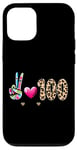 Coque pour iPhone 12/12 Pro Peace Love 100 Days Of School Cœur léopard