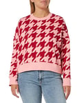 United Colors of Benetton Women's Jersey G/C M/L 3vhsd104o Sweatshirt, Pied De Poule Red and Pink 69b, XS