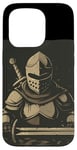 Coque pour iPhone 15 Pro Templier sombre amusant pour les amateurs de chevaliers et les fans médiévaux