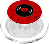 notes de musique disque vinyle album coeur rouge valentines vintage PopSockets PopGrip pour MagSafe