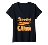 Womens Strumming Is My Cardio Music Teacher Instrumentalist V-Neck T-Shirt