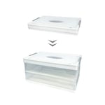 S.I.C Boîte de rangement transparente pliable, boîtes de rangement en plastique, organisateur pour coffre de voiture, armoires, maison, garde-manger, bureau (42 x 28 x 21 cm, blanc)