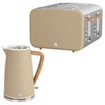 Swan Nordic Kettle & 4 Slice Toaster Kitchen Set (Oatmeal)