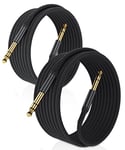 Elebase Câble Instrument Audio Stéréo 6.35mm (9M/2 Pack) Cordon Tressé en Nylon Jack TRS 1/4 Mâle vers Mâle pour Guitare Électrique,Basse,Clavier,Table de Mixage,Amplificateur,Haut-parleur,Égaliseur