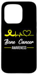 Coque pour iPhone 15 Pro Ruban jaune pour sensibilisation au cancer des os HeartBeat Love In July