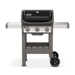 Weber Spirit II E-310 GBS Gas Grill, 3 Burners, 60 x 46cm Grilling Area, Warming Rack, Lid Thermometer, Foldable Side Table (left), 4 Wheels - Black/Silver