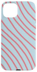 Coque pour iPhone 15 Plus Fond bleu clair et motif lignes orange clair