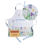 Tablier de cuisine Maison d'Hermine Fleurs De Mai, 1 pièce, 100% coton, avec col ajustable, poche centrale, liens longs, unisexe, pour la cuisine, idéal printemps & été (70cm x 85cm)