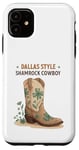 Coque pour iPhone 11 Green Luck in Dallas Trèfle rétro vintage style cowboy