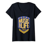 Womens Music Is My Life Sounds Listening Melody Beats Vibes Lover V-Neck T-Shirt