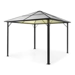 Pantheon Solid Sky Ambient Solar Pergola avec toit gris 3x3m polycarbonate aluminium