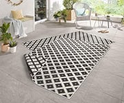 NORTHRUGS Indoor and Outdoor Rug Nizza 120 x 170 cm - Reversible Rug Weatherproof Modern Geometric Pattern for Balcony Patio Garden Conservatory Kitchen Living Room Rug Waterproof in Black Cream