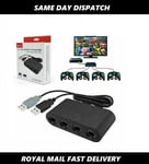 New 4Port Gamecube NGC Controller Adapter Nintendo Wii U Switch & PC Adaptor USB