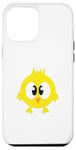 Coque pour iPhone 14 Pro Max Poussin jaune drôle avec de grands yeux