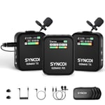 SYNCO Micro Cravate sans Fil, G2(A2) Max 2.4G Double Émetteur 24 Heures d'Enregistrement 492FT 8GB Stockage pour Vlog Stream Youtube pour DSLR Téléphone Ordinateur Portable