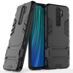 RFLY Coque pour Xiaomi Redmi Note 8 Pro, Étui Antichoc à Double Coque de Haute Qualité Housse avec Pied Support Intégré, Anti-Scratch Case pour Xiaomi Redmi Note 8 Pro Smartphone, Noir