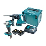 Makita DLX2372TJ 18V SDS Plus Drill & Impact Wrench Kit With 2x 5Ah Batteries