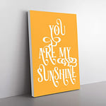 Big Box Art You Are My Sunshine V2 Typography Canvas Wall Art Print Ready to Hang Picture, 76 x 50 cm (30 x 20 Inch), Gold, White, Gold