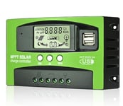 MPPT 80A Contrôleur de Charge Solaire 12V 24V Auto, Régulateur Charge Solaire 80A MPPT avec Sonde Température, LCD Écran, 2 ports USB, pour Toutes 12V 24V au Plomb et au Lithium Batteries