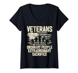 Womens Veterans Ordinary People Extraordinary Sacrifice Veteran V-Neck T-Shirt