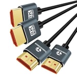 Thsucords Extra Slim 8K 4K Câble HDMI 0,5M Lot de 2, Ultra Fins Flexibles HDMI 2.1 Souple et haute vitesse 4K@120Hz 8K@60Hz 48gbps compatible Roku tv/HDTV/PS5/Blu-ray(2 Pièces)