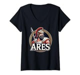 Womens Ares Greek War God Warrior Mythology Ancient Greece V-Neck T-Shirt