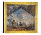 Kunst für Alle 'Encadré Image de Claude Monet La Gare Saint-Lazare, d'art dans Le Cadre de Haute qualité Photos Fait Main, 40 x 30 cm, Doré Raya