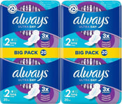 Always Ultra Day Sanitary Towels Pads Size 2 Long Wings Womens Pack of 40 Pads