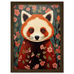 Red Panda Cute Tree Blossom Kids Bedroom Artwork Framed Wall Art Print A4