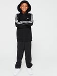 adidas Sportswear Essentials Junior 3 Stripe Zip Through Hoodie - Black, Black, Size 9-10 Years