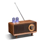 AM FM Klassisk Retro Radio med Bluetooth-högtalare, Vintage Trä Bordsradio med Diskantkontroll för Kök Vardagsrum med Vridreglage