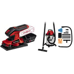 Einhell Ponceuse vibrante sans fil TC-OS 18/187 Li-Solo Power X-Change (fixation auto-agrippante (micro-velcro), une feuille de papier abrasif incluse) Livré avec Aspirateur Synchro TC-VC 1820 SA