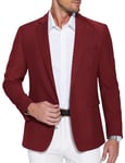 COOFANDY Blazer pour Homme Veste de Sport Loisirs Veste pour Homme Veste de Costume d'affaires Veste de Sport Unie Veste à Un Bouton Costume pour Mariage Rouge Foncé L