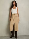 Reiss Oakley Split Pencil Skirt, Camel