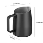 (Black)Stainless Steel Milk Frother Cup Coffee For Kitchen Hotel Part GB