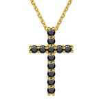 Supcare Collier Argent 925 Croix Chretienne Or Plaque Homme Strass Pendentif Croix Zirconium Noir Chaine Dore Forcat 46 cm Reglable Religieux Amulette de Protection Bijoux Cadeau Mari Papa Frere Noel