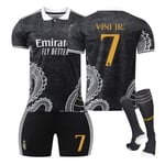 23-24 Real Madrid fotboll uniform drak mönster version barn och vuxna set sportlag uniform NO.7 VINI JR. 20