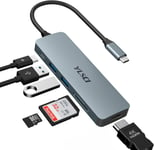 USB C Hub, Adaptateur multiport 6-en-1 USB C Hub avec Sortie HDMI 4K, 100W PD, Deux Ports USB 3.0, Lecteur de Cartes SD/TF, connectivité sans Effort pour MacBook Pro, MacBook Air, Surface Pro