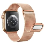 Astorgos Stainless Steel Magnetic Strap Compatible with Apple Watch Strap iWatch Series 9 8 7 6 5 4 3 2 1 SE 38/40/41mm, Dual Magnetic Clasp Milannese Metal Mesh Loop for Women Men, Champagne Gold