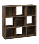 Meuble Etagère 9 cases de rangement coloris bois foncé style Industriel H 100.5 cm