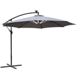 3Metre LED Patio Banana Umbrella Cantilever Parasol with Crank