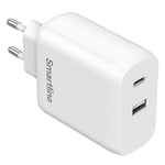 Smartline Superladdare 65W PD Väggladdare USB-C & USB-A - Vit