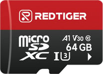 Carte Micro Sd Haute Vitesse 64 Go Avec Adaptateur, Microsdxc Uhs-I Classe 10, U3, V30 A1, Support Pour Caméra Embarquée Et Enregistrement Vidéo 4K