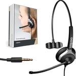 Casque avec Prise Jack 3,5 mm Compatible avec FritzFon C6,MacBook,Smartphone,Speedphone,Ordinateur Portable,Casque et Microphone avec Rembourrage de Rechange-Léger 60 g (1 Oreille)