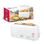 Quest 35049  4 Slice Toaster White - Extra Wide Long Slots for Crumpets