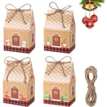 24 Pcs Boite Cadeau Noel,Boite de Chocolat Noël avec 10 m Corde Chanvre, Decoration Fete Noel Boite Gateau Noel pour Emballage Cadeau Noel, Bonbon