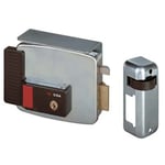 CISA 111731801, Serrure électrique à appliquer, entrée 80 mm, verrou à manivelle manuelle, toit de protection, sous-bouche, bouton, loquet à jour, main droite